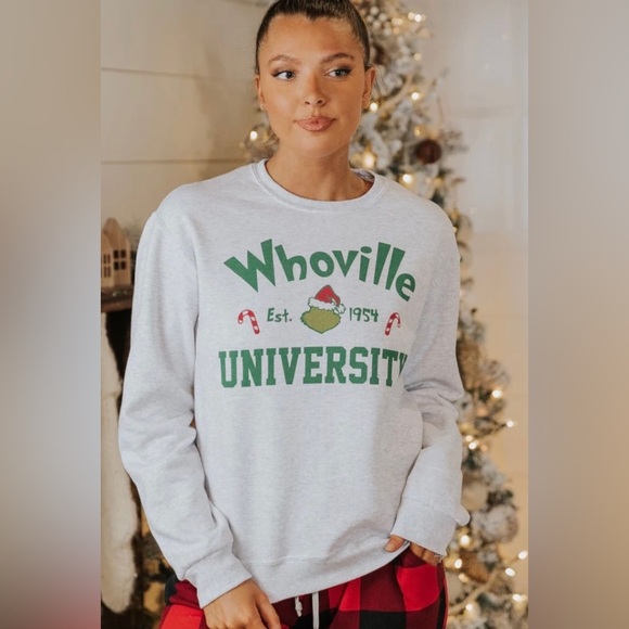 Whoville University Gray Graphic Crewneck Sweatshirt Women’s S NWOT - Picture 2 of 7